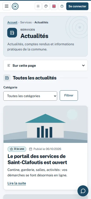 Le même portail sur un téléphone.